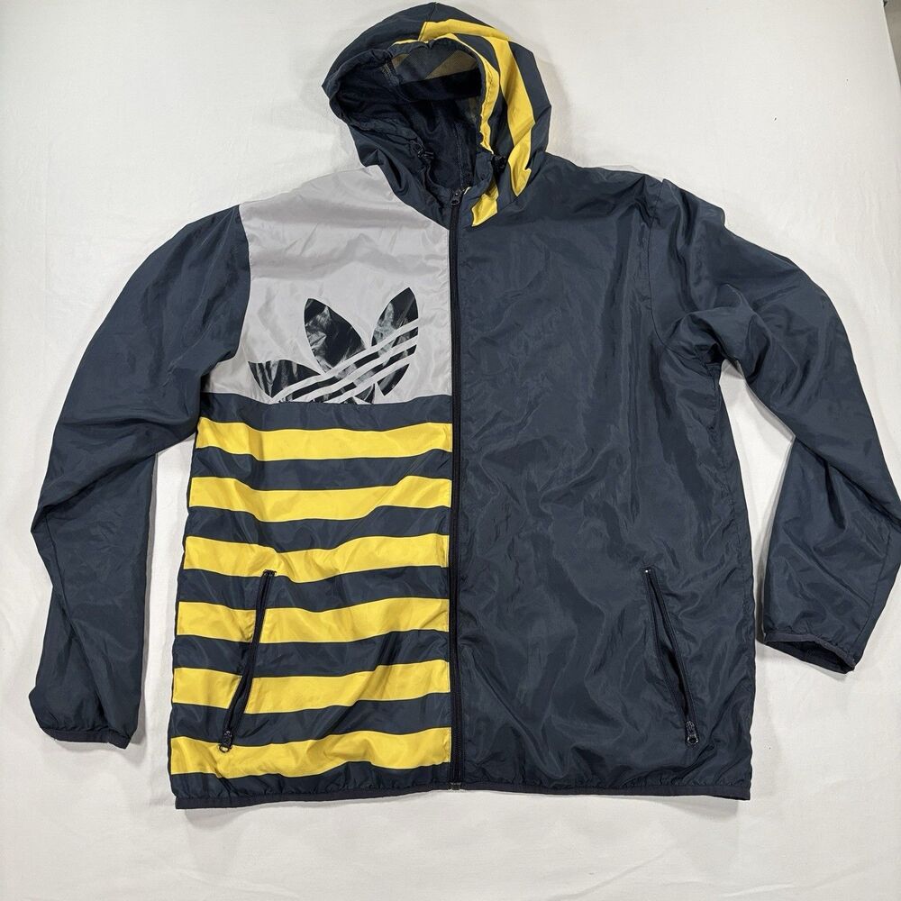 Adidas Originals Colorblock Windbreaker Mens XL Trefoil Blue Yellow Full Zip